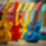 Variety of Toy Guitars Colorful toy guitars for children