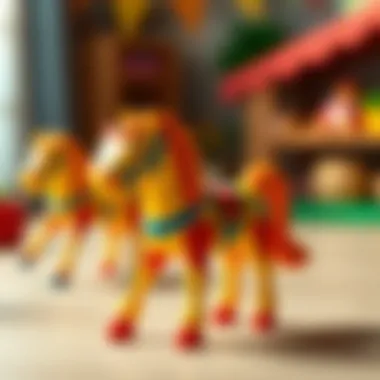 A colorful toy horse figure that stimulates a child's imagination