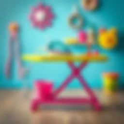 Colorful toy ironing board set for children