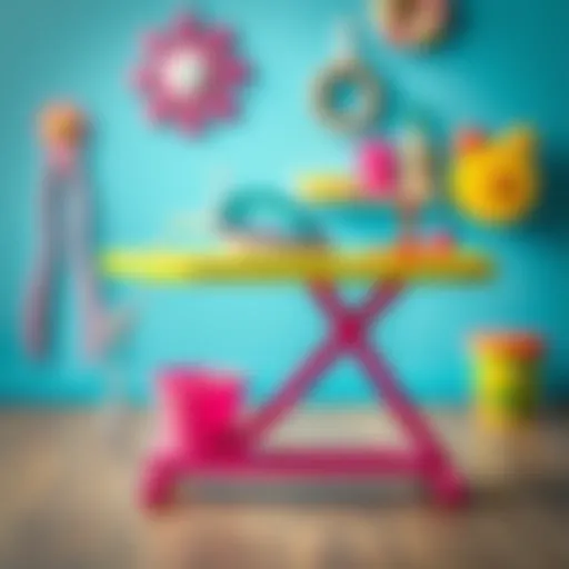 Colorful toy ironing board set for children