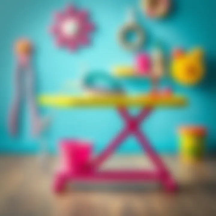 Colorful toy ironing board set for children