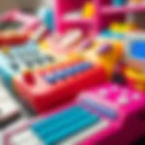 Colorful toy keyboards designed for children's entertainment and learning.