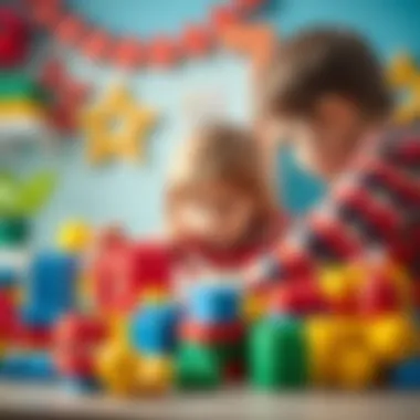 Children playing with building blocks, fostering creativity and motor skills.