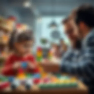 Family selecting a toy for development