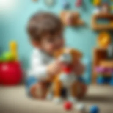 Imaginative Play with a Toy Dog Child engaging in imaginative play with a toy dog in a vibrant setting