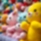 Colorful plush toys stimulating imagination