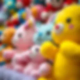 Colorful plush toys stimulating imagination