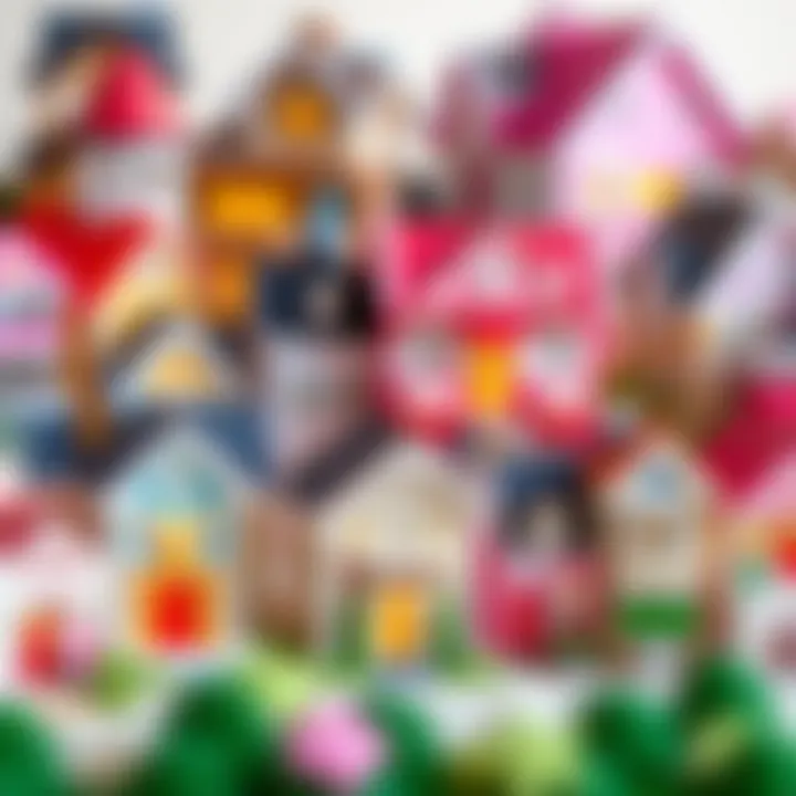 Different types of Barbie houses displayed together.