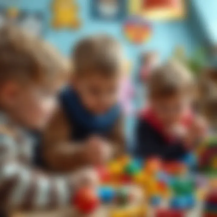 Educational Play with Stretchy Toys Children engaged in play with educational stretchy toys