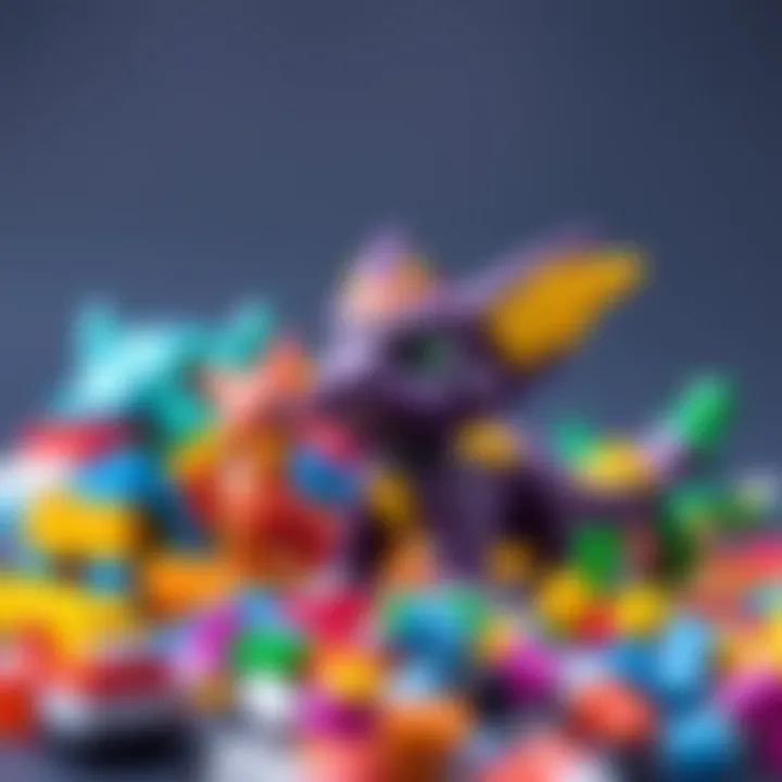 A close-up of vibrant building blocks from the Mega Construx Pokémon series.