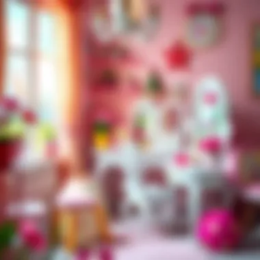 A whimsical princess-themed room featuring a makeup table and decor