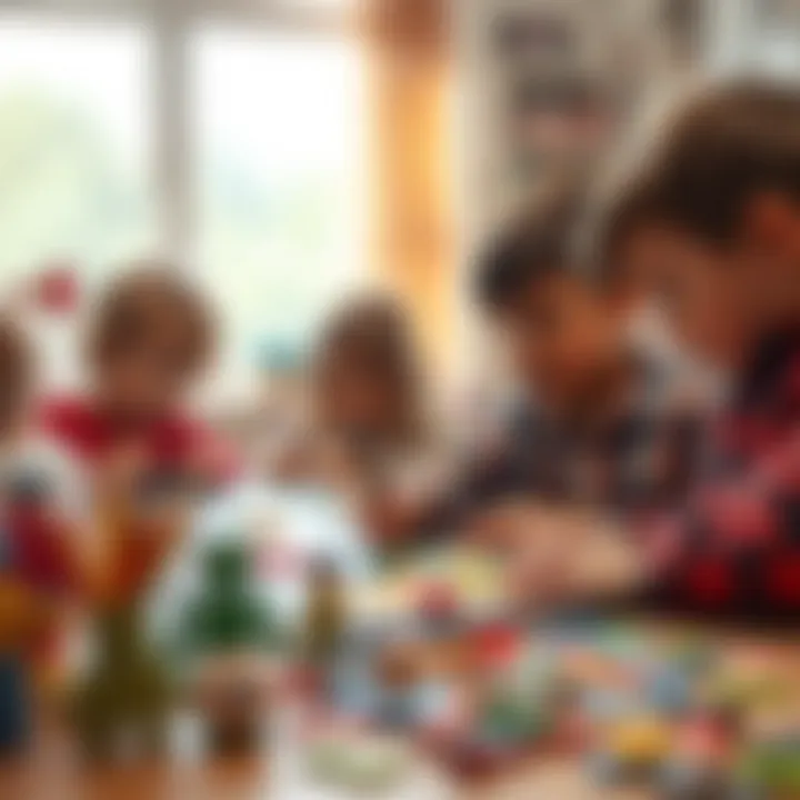 Children engaging in artistic puzzle painting