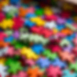 Colorful puzzle pieces arranged creatively