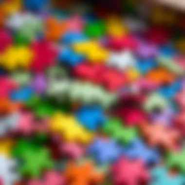 Colorful puzzle pieces arranged creatively