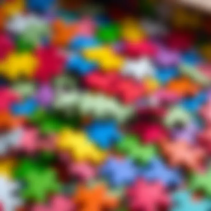 Colorful puzzle pieces arranged creatively