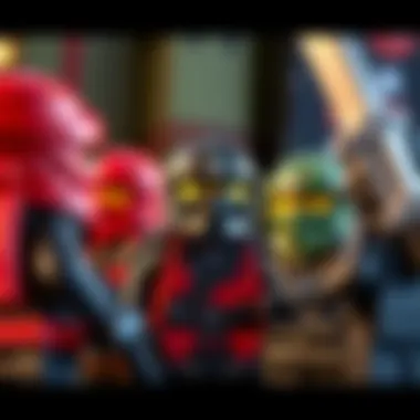 Zane with his fellow ninjas discussing strategy