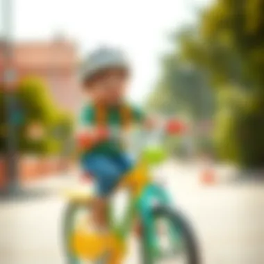 Joy of Riding: A Young Cyclist A young child riding a colorful bicycle with a big smile